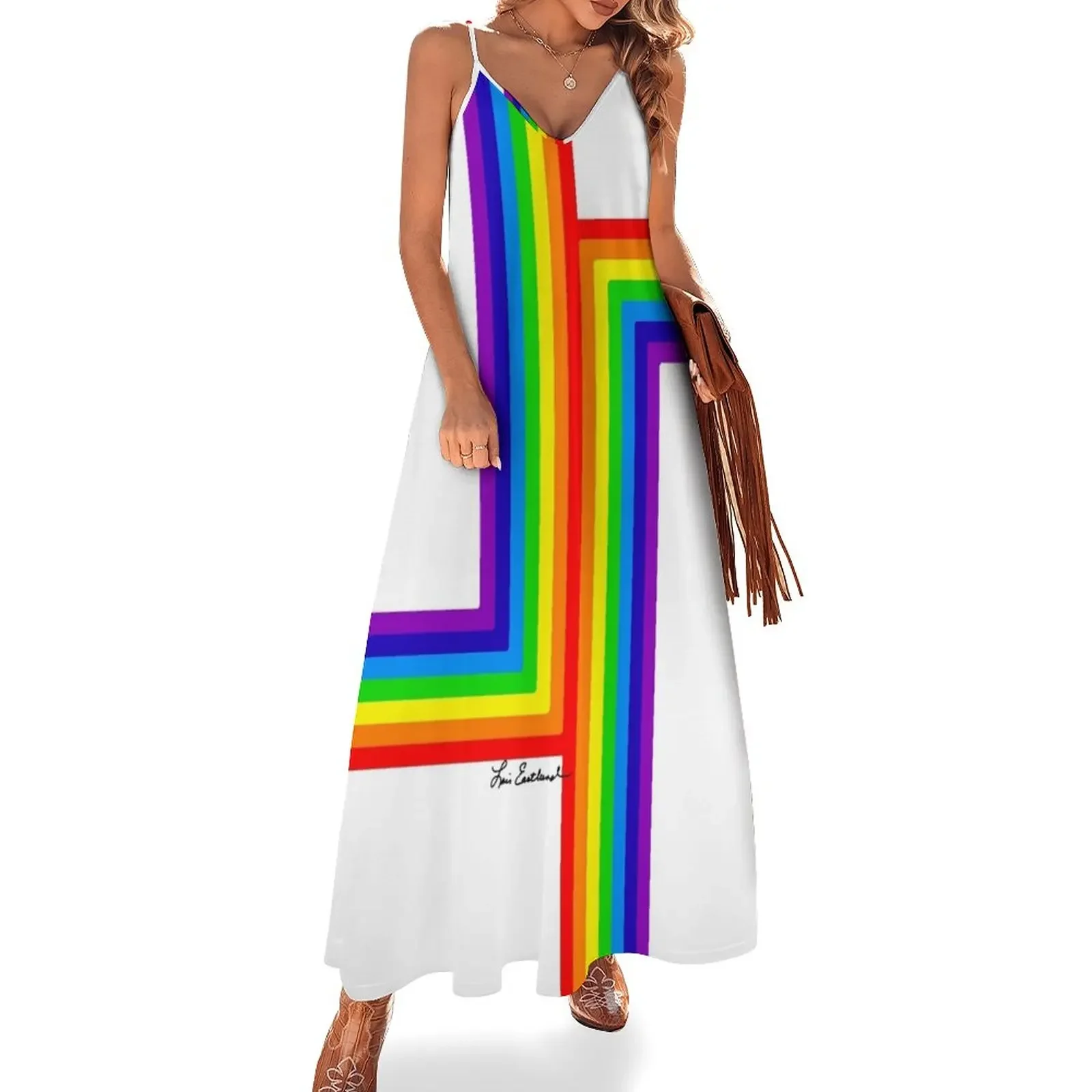 Modern Rainbow on White Sleeveless Dress Evening gown women long dresses loose summer dress luxury woman evening dress
Modern Rainbow on White Sleeveless Dress Evening gown women long dresses loose summer dress luxury woman evening dress