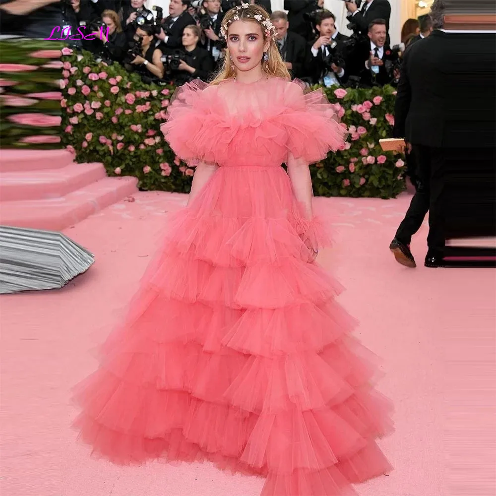 Elegant Pleated Tiered Ruffled Tulle Prom Dresses O-Neck Short Puff Sleeves A-Line Evening Gowns Long Party Dress
Elegant Pleated Tiered Ruffled Tulle Prom Dresses O-Neck Short Puff Sleeves A-Line Evening Gowns Long Party Dress