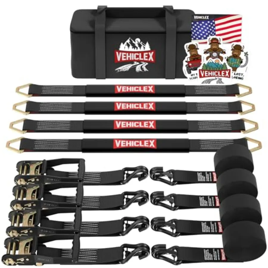 Car Tie Down Kit with Axle Straps 4PCS 2 Reinforced Polyester Axle Straps + Heavy Duty Steel Ratchet Straps with Double J-Hooks
Car Tie Down Kit with Axle Straps 4PCS 2 Reinforced Polyester Axle Straps + Heavy Duty Steel Ratchet Straps with Double J-Hooks