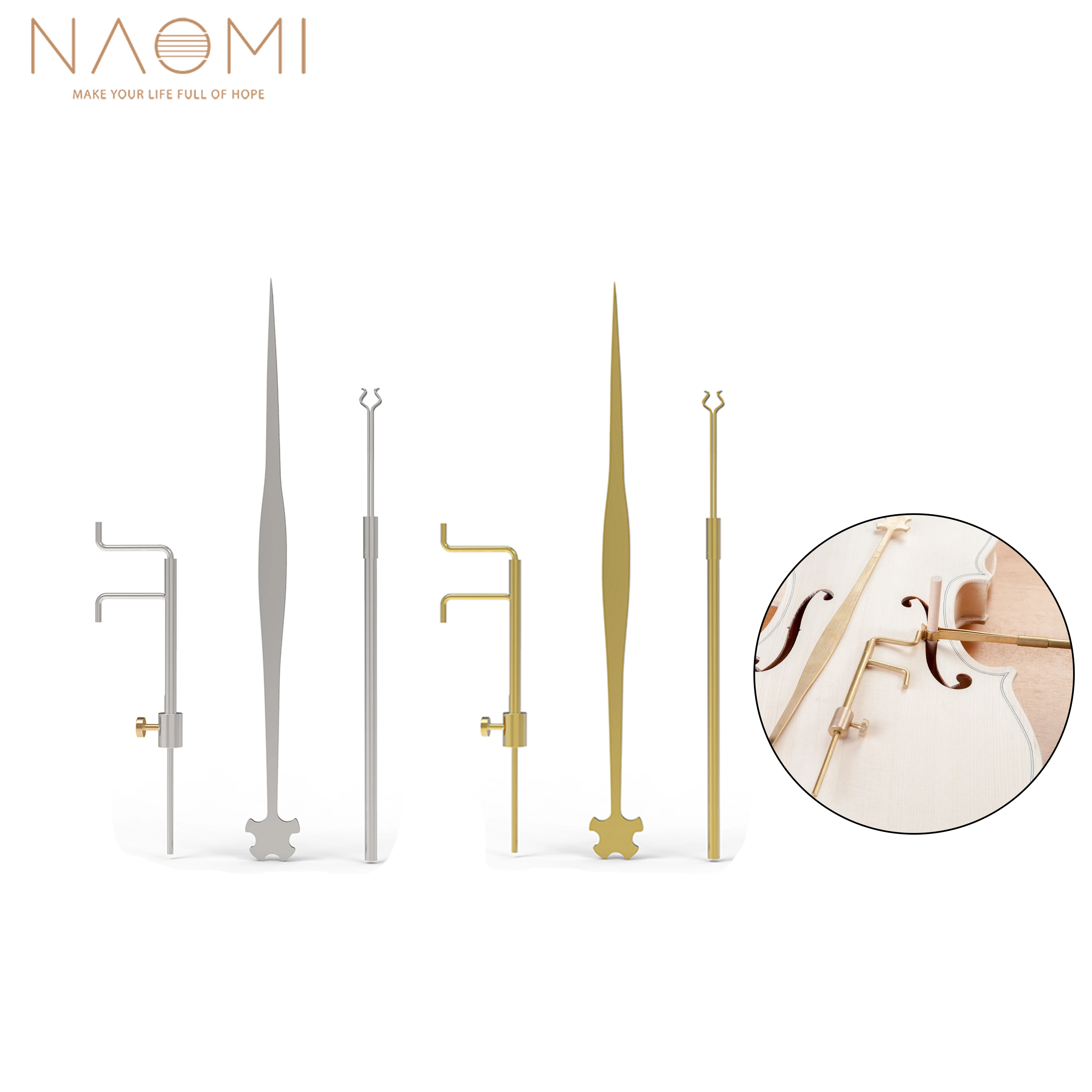 NAOMI 3pcs Sound Post Tools Set Violin Luthier Install Repair Tool Kit Sound Post Gauge/Retriever Clip/Setter Brass/Silver
NAOMI 3pcs Sound Post Tools Set Violin Luthier Install Repair Tool Kit Sound Post Gauge/Retriever Clip/Setter Brass/Silver