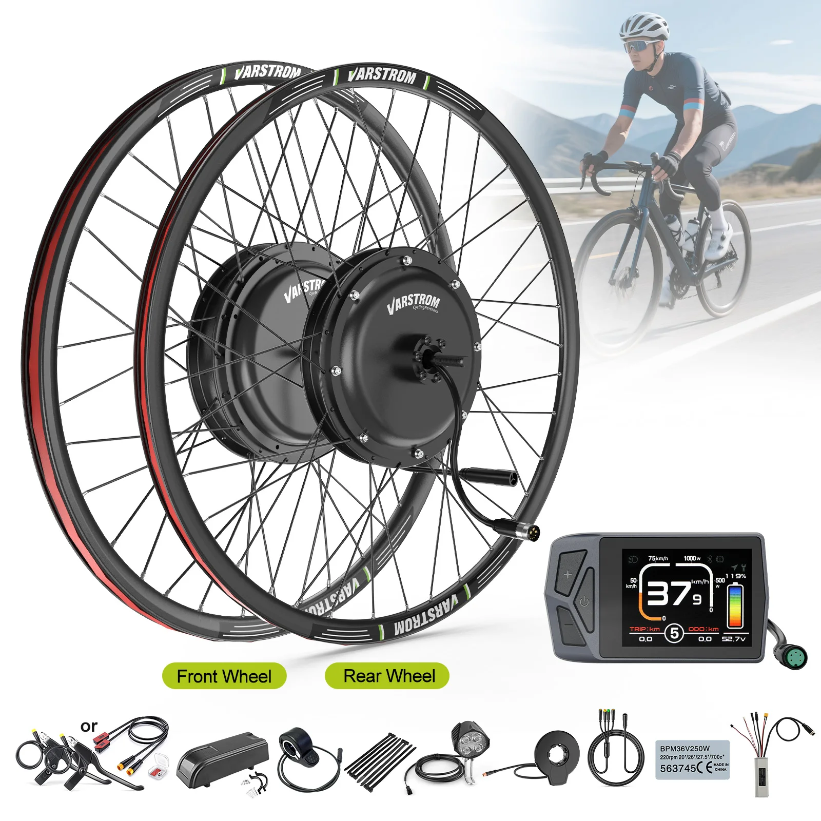 48V1500W 1000W Front Hub Motor Ebike Kit Rear Gearless Brushelss Motor 26" 27.5" 700C Electric Bike Bicycle Conversion Kit
48V1500W 1000W Front Hub Motor Ebike Kit Rear Gearless Brushelss Motor 26" 27.5" 700C Electric Bike Bicycle Conversion Kit