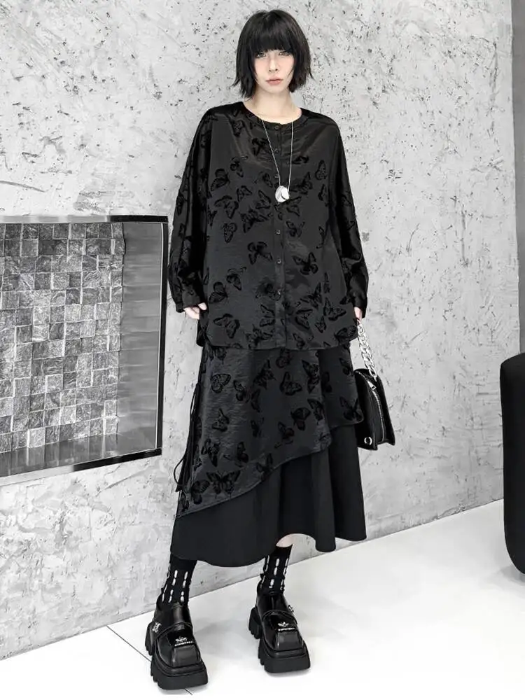 Butterfly Shirt Black Half-body Skirt Two Pieces Suit New Round Neck Long Sleeve Women Fashion Spring Autumn 2026 FM9R
Butterfly Shirt Black Half-body Skirt Two Pieces Suit New Round Neck Long Sleeve Women Fashion Spring Autumn 2026 FM9R