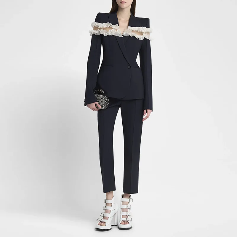 HIGH STREET Latest 2026 Designer Suit Set Women's Gauze Patchwork Blazer Pants Set 2pcs
HIGH STREET Latest 2026 Designer Suit Set Women's Gauze Patchwork Blazer Pants Set 2pcs