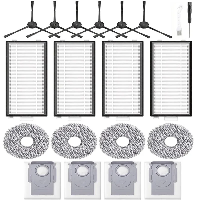 20Pcs Kit for Roborock Qrevo Master/Slim: 4 Mop Pads, 4 Filters, 6 Side Brushes, 4 Bags, 2 Small Parts
20Pcs Kit for Roborock Qrevo Master/Slim: 4 Mop Pads, 4 Filters, 6 Side Brushes, 4 Bags, 2 Small Parts