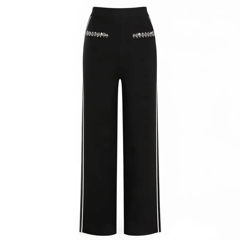 Elegant High-Quality Knitted Casual Style Straight Leg Pants Women's Spring Autumn New Style Bead Decorated Loose Fit Trousers
Elegant High-Quality Knitted Casual Style Straight Leg Pants Women's Spring Autumn New Style Bead Decorated Loose Fit Trousers
