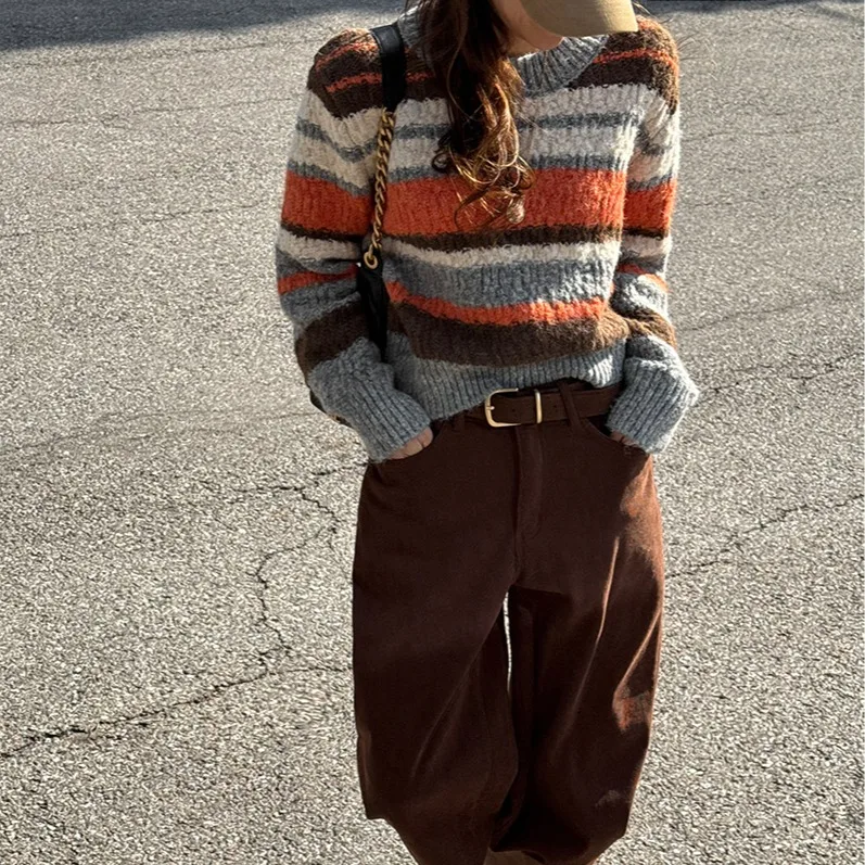 Chic Knitted Sweater Women's Soft Striped Overhead irt American Retro Sle Autumn Winter New Arrival Versatile Commute Sle
Chic Knitted Sweater Women's Soft Striped Overhead irt American Retro Sle Autumn Winter New Arrival Versatile Commute Sle