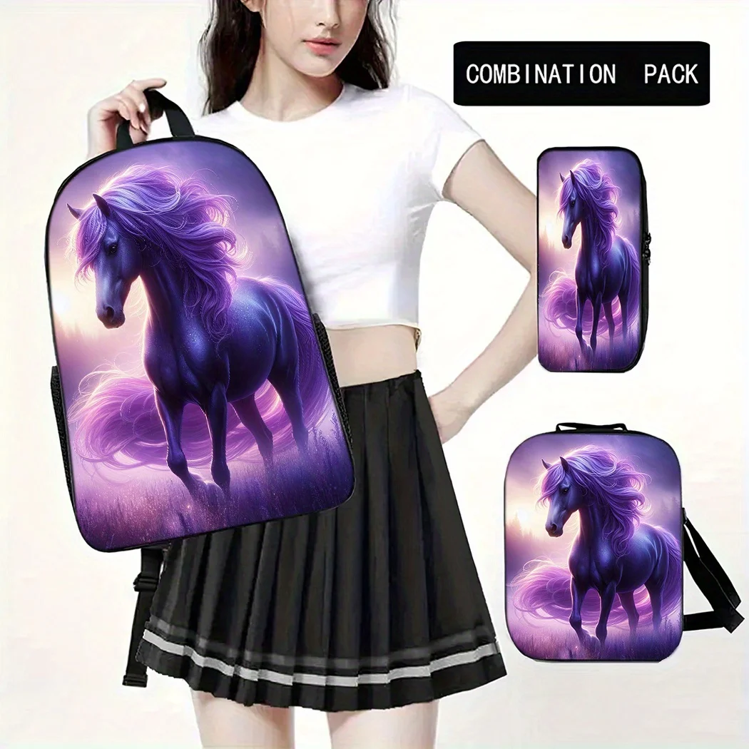 Set of 3 Horse Design Spacious Oxford Fabric Travel Bag Featuring a Laptop Section, Unisex School Backpack Including a Pencil Ca
Set of 3 Horse Design Spacious Oxford Fabric Travel Bag Featuring a Laptop Section, Unisex School Backpack Including a Pencil Ca