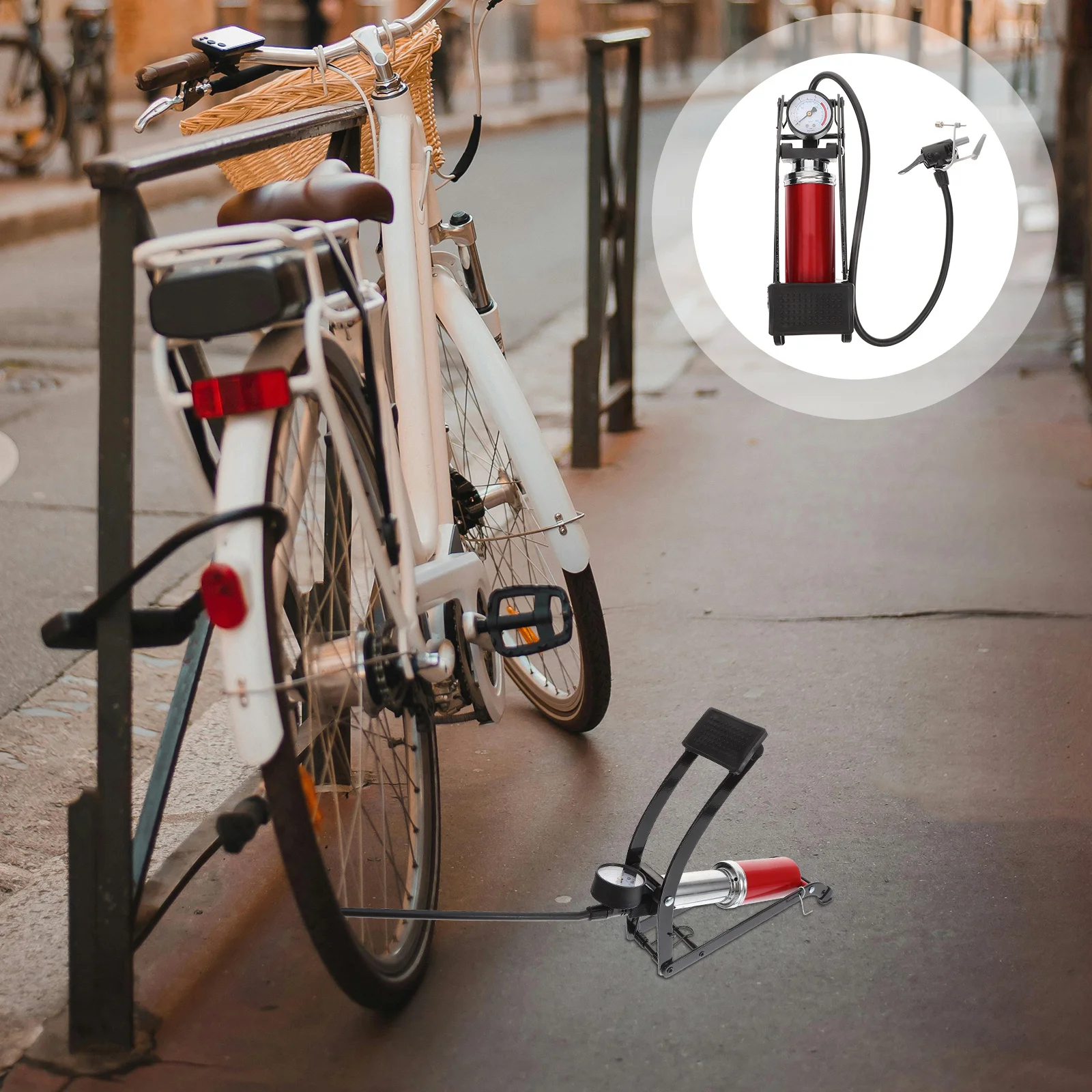 Bike Foot Pump Vertical Iron Durable Lightweight High Pressure Bicycle Inflator Tire Pump for Motorcycle Tire Supply
Bike Foot Pump Vertical Iron Durable Lightweight High Pressure Bicycle Inflator Tire Pump for Motorcycle Tire Supply