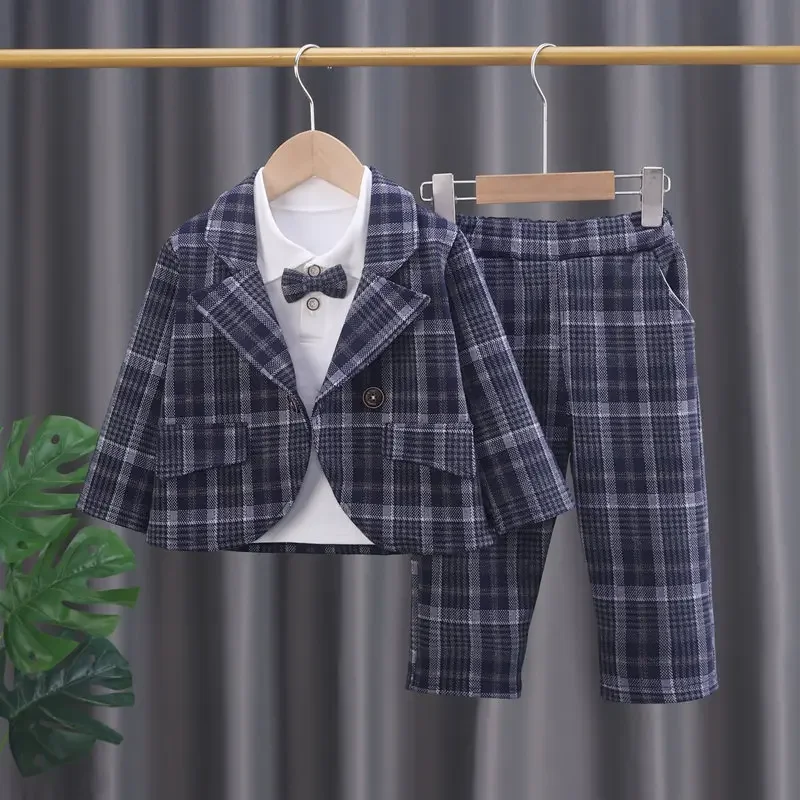 Children Clothes Spring Autumn Kids Boys Clothing Infant Lapel Plaid SUIT COAT T-Shirt Pants 3pcs/sets Toddler Casual Suit Sets
Children Clothes Spring Autumn Kids Boys Clothing Infant Lapel Plaid SUIT COAT T-Shirt Pants 3pcs/sets Toddler Casual Suit Sets