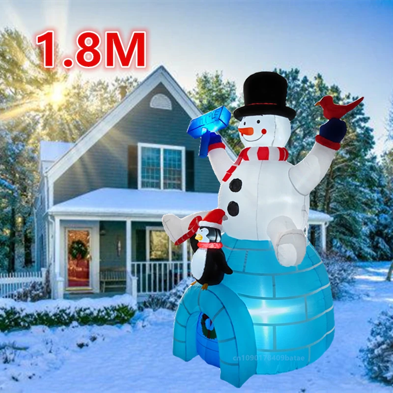 1.8M Christmas inflatable Arctic snow house with snowman penguin, equipped with LED lights, DIY decoration for Christmas parties
1.8M Christmas inflatable Arctic snow house with snowman penguin, equipped with LED lights, DIY decoration for Christmas parties