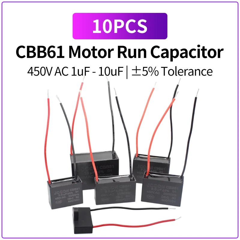 Конденсатор CBB61 450В 1-10мкФ для вентиляторов и двигателей, пусковой, 1/1.2/1.5/1.8/2/3/4/5/6/7/8/10мкФ, металлизированная полипропиленовая пленка, 10 шт.
Конденсатор CBB61 450В 1-10мкФ для вентиляторов и двигателей, пусковой, 1/1.2/1.5/1.8/2/3/4/5/6/7/8/10мкФ, металлизированная полипропиленовая пленка, 10 шт.