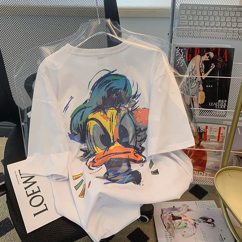 Футболка с принтом в мультяшном стиле, летняя, модная, свободного кроя, с круглым вырезом, из плотной ткани
Футболка с принтом в мультяшном стиле, летняя, модная, свободного кроя, с круглым вырезом, из плотной ткани