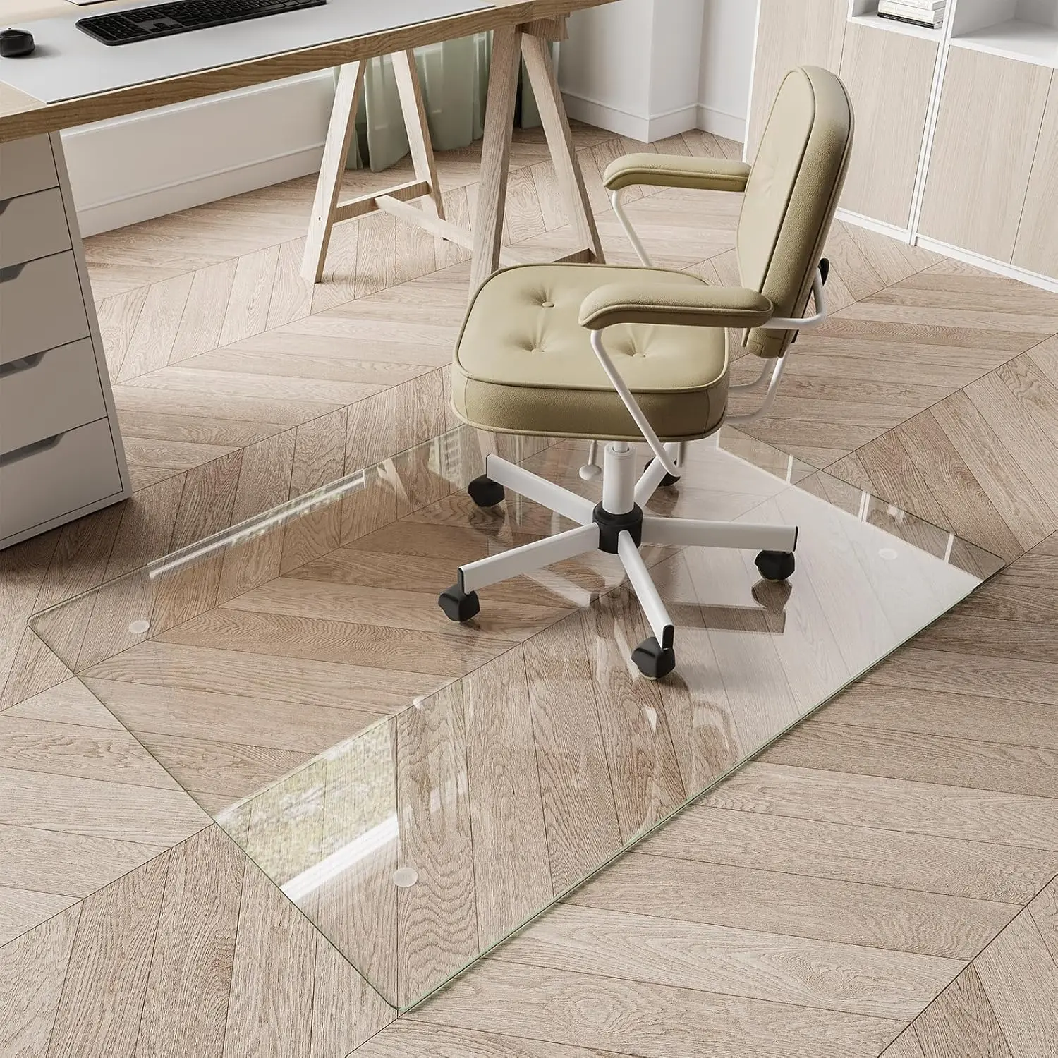 Tempered Glass Chair Mat 30x48 Inch for Carpet and Hardwood Floors, Clear Office Mat with Rounded Edges
Tempered Glass Chair Mat 30x48 Inch for Carpet and Hardwood Floors, Clear Office Mat with Rounded Edges