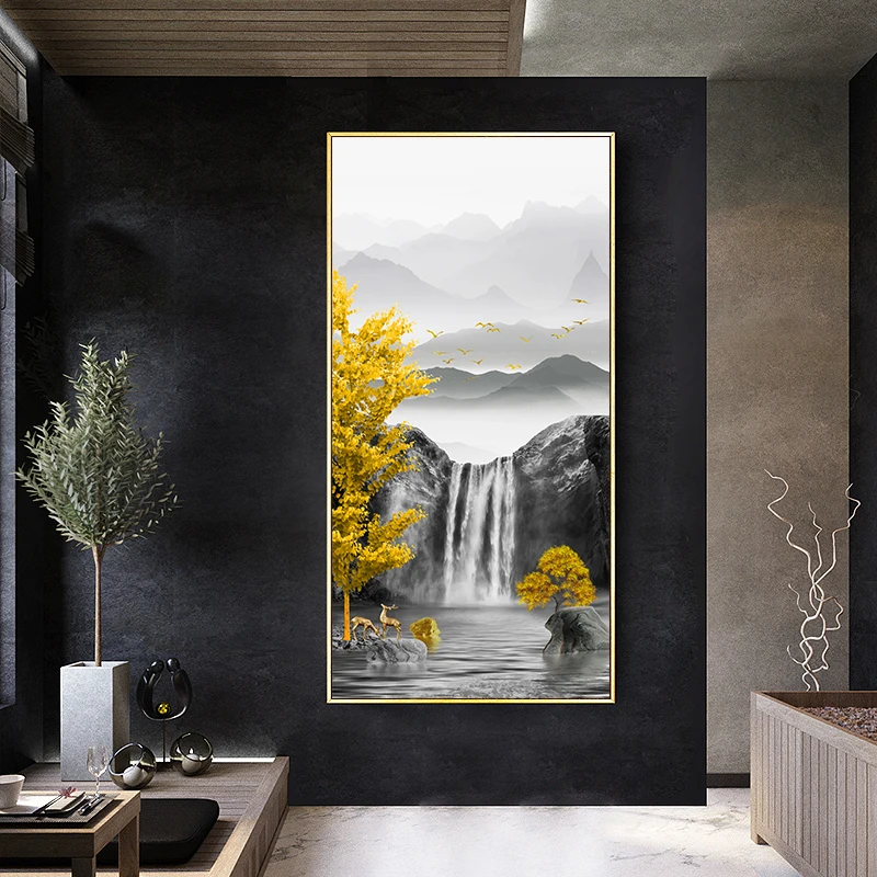 Waterfall Deer Mountain Tree Canvas Print Painting with Frame Black Yellow Modern Abstract Art Landscape Poster Wall Picture
Waterfall Deer Mountain Tree Canvas Print Painting with Frame Black Yellow Modern Abstract Art Landscape Poster Wall Picture