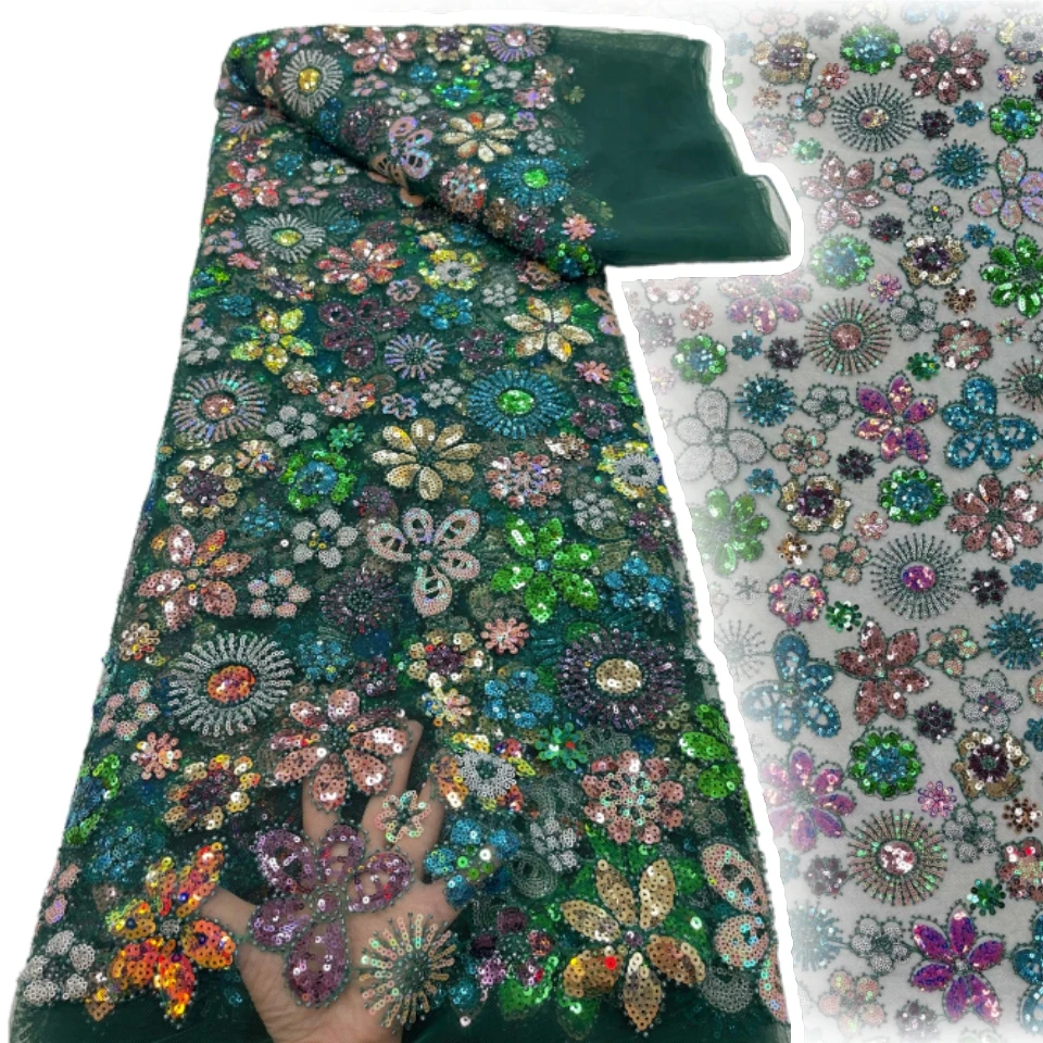 French Party Dress African Beaded Tulle Lace Fabric High-Quality Nigerian Sequin Mesh Lace Fabric Wedding Material 5 Yards 2022
French Party Dress African Beaded Tulle Lace Fabric High-Quality Nigerian Sequin Mesh Lace Fabric Wedding Material 5 Yards 2022