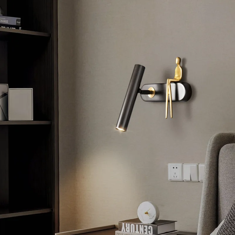 Creative Personality Bronze Statue LED Wall Lamp Postmodern Living Room Background Light Bedroom Bedside Decor Lighting Fixtures
Creative Personality Bronze Statue LED Wall Lamp Postmodern Living Room Background Light Bedroom Bedside Decor Lighting Fixtures