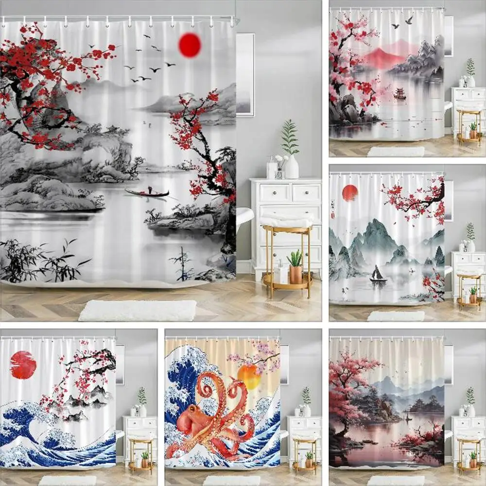 Chinese Landscape Landscape painting Shower Curtain Ink Painting Landscape Polyester Fabric Washable Bath Curtain Bathroom Decor
Chinese Landscape Landscape painting Shower Curtain Ink Painting Landscape Polyester Fabric Washable Bath Curtain Bathroom Decor