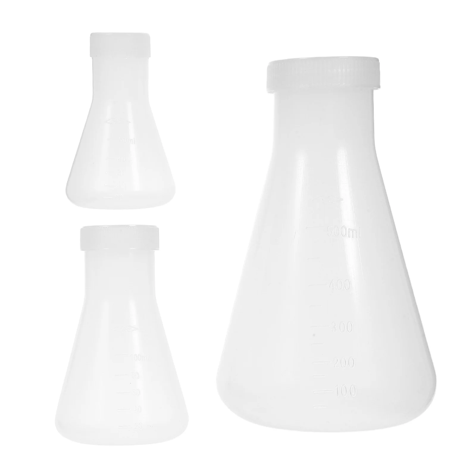 3Pcs Plastic Flask Conical Flask with Screw for Laboratory Students Experiment Chemistry White (50ml+100ml+500ml)
3Pcs Plastic Flask Conical Flask with Screw for Laboratory Students Experiment Chemistry White (50ml+100ml+500ml)