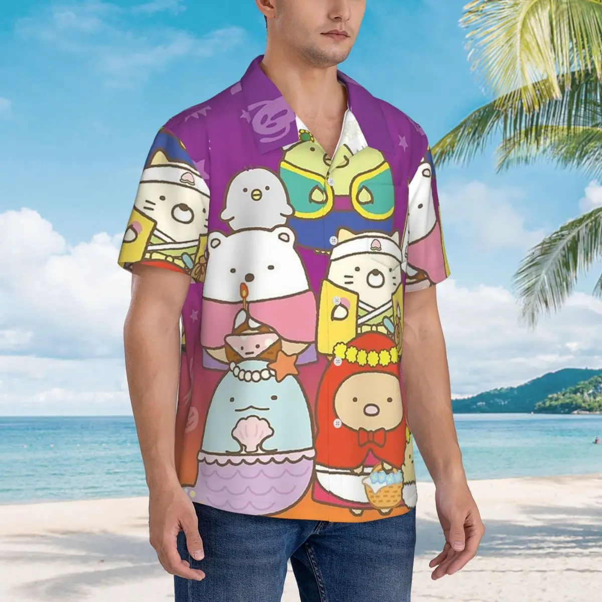 Sumikko Gurashi Cartoon Japanese Hawaiian Shirts Fashion Men Short Sleeve Shirt for Summer Beach Men's Button Tops
Sumikko Gurashi Cartoon Japanese Hawaiian Shirts Fashion Men Short Sleeve Shirt for Summer Beach Men's Button Tops