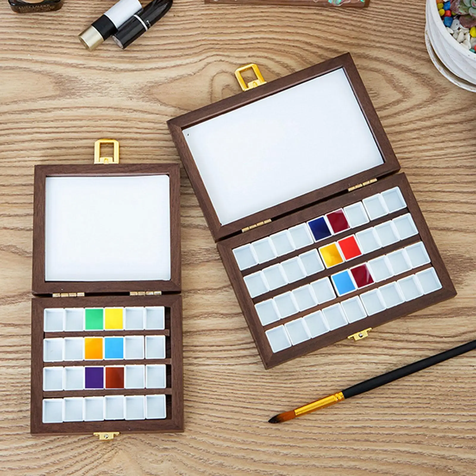 Wood Palette Box Compact with Lid Empty Drawing Craft for Acrylic Paint Watercolor Travel Portable Palette Box Mixing Tray DIY
Wood Palette Box Compact with Lid Empty Drawing Craft for Acrylic Paint Watercolor Travel Portable Palette Box Mixing Tray DIY