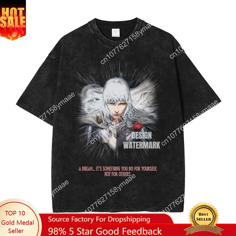 Anime Berserk T-shirts Oversized Vintage Washed Griffith T Shirt Summer Short Sleeve Retro Manga Guts Kenpuu Denki Tops Tees Men
Anime Berserk T-shirts Oversized Vintage Washed Griffith T Shirt Summer Short Sleeve Retro Manga Guts Kenpuu Denki Tops Tees Men