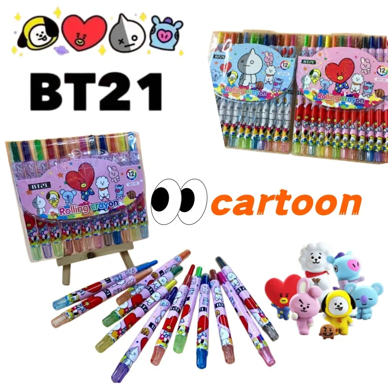 BT21 cartoon crayons, new creative trendy personalized design, high-appearance-value, girlish, student colorful drawing pen gift
BT21 cartoon crayons, new creative trendy personalized design, high-appearance-value, girlish, student colorful drawing pen gift