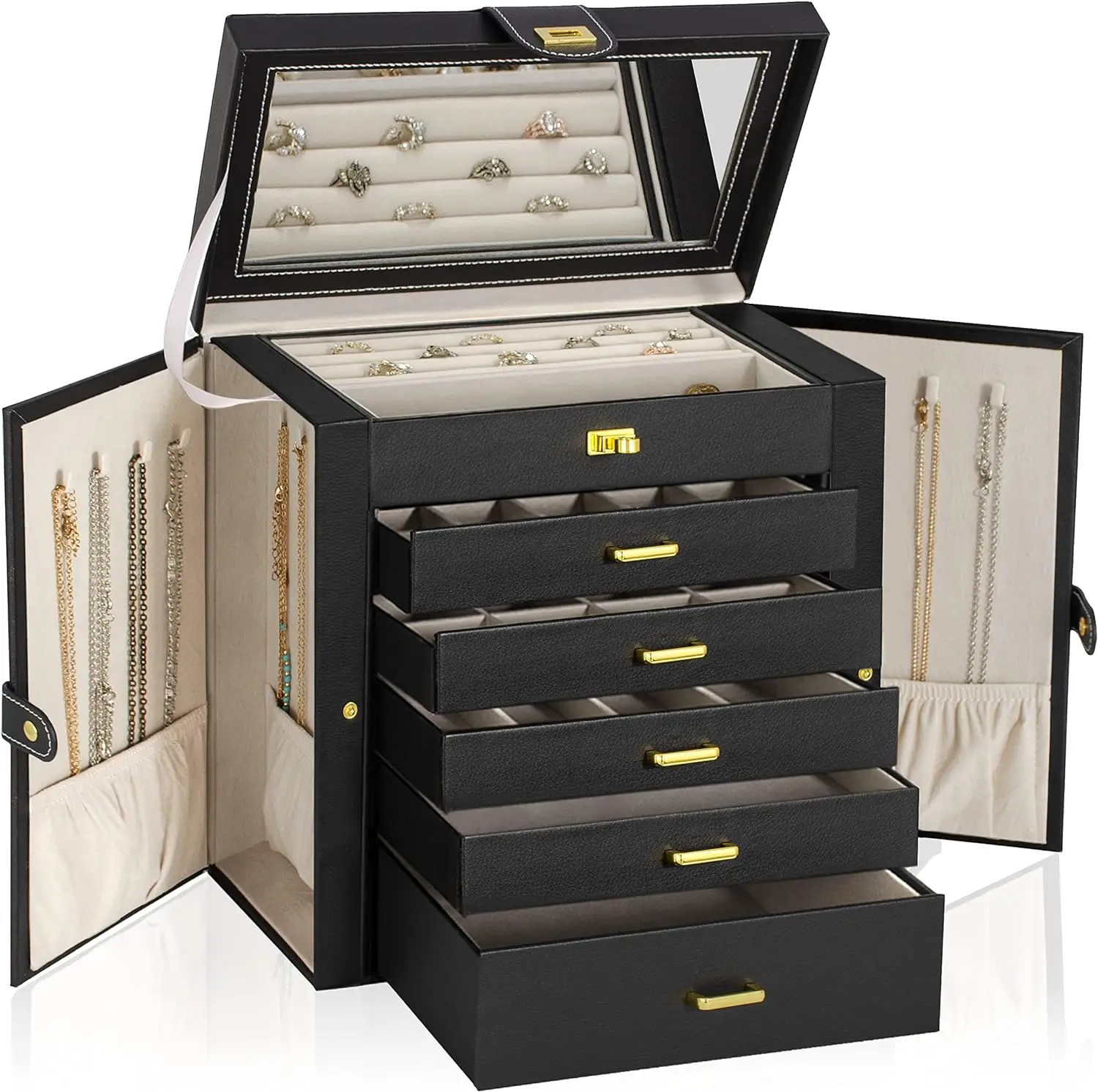 AKOZLIN Huge Jewelry Box Organizer Functional Extra Large Leather Jewelry Storage Case for Women Girls Ring Necklace Earring
AKOZLIN Huge Jewelry Box Organizer Functional Extra Large Leather Jewelry Storage Case for Women Girls Ring Necklace Earring