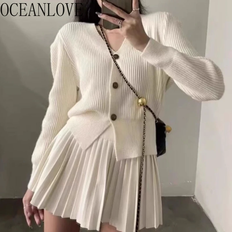 OCEANLOVE Knitted Cardigans Skirts Set Solid Autumn Winter Two Pieces Sets Women Outfits Korean Fashion Conjuntos Feminino
OCEANLOVE Knitted Cardigans Skirts Set Solid Autumn Winter Two Pieces Sets Women Outfits Korean Fashion Conjuntos Feminino