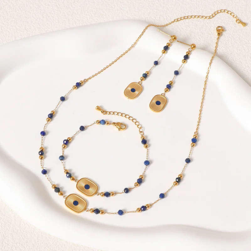 Luxury 18k Jewelry Set, Natural Lapis Lazuli Bracelet, Long Tassel Earrings, Women'S Light Luxury High-End Necklace
Luxury 18k Jewelry Set, Natural Lapis Lazuli Bracelet, Long Tassel Earrings, Women'S Light Luxury High-End Necklace