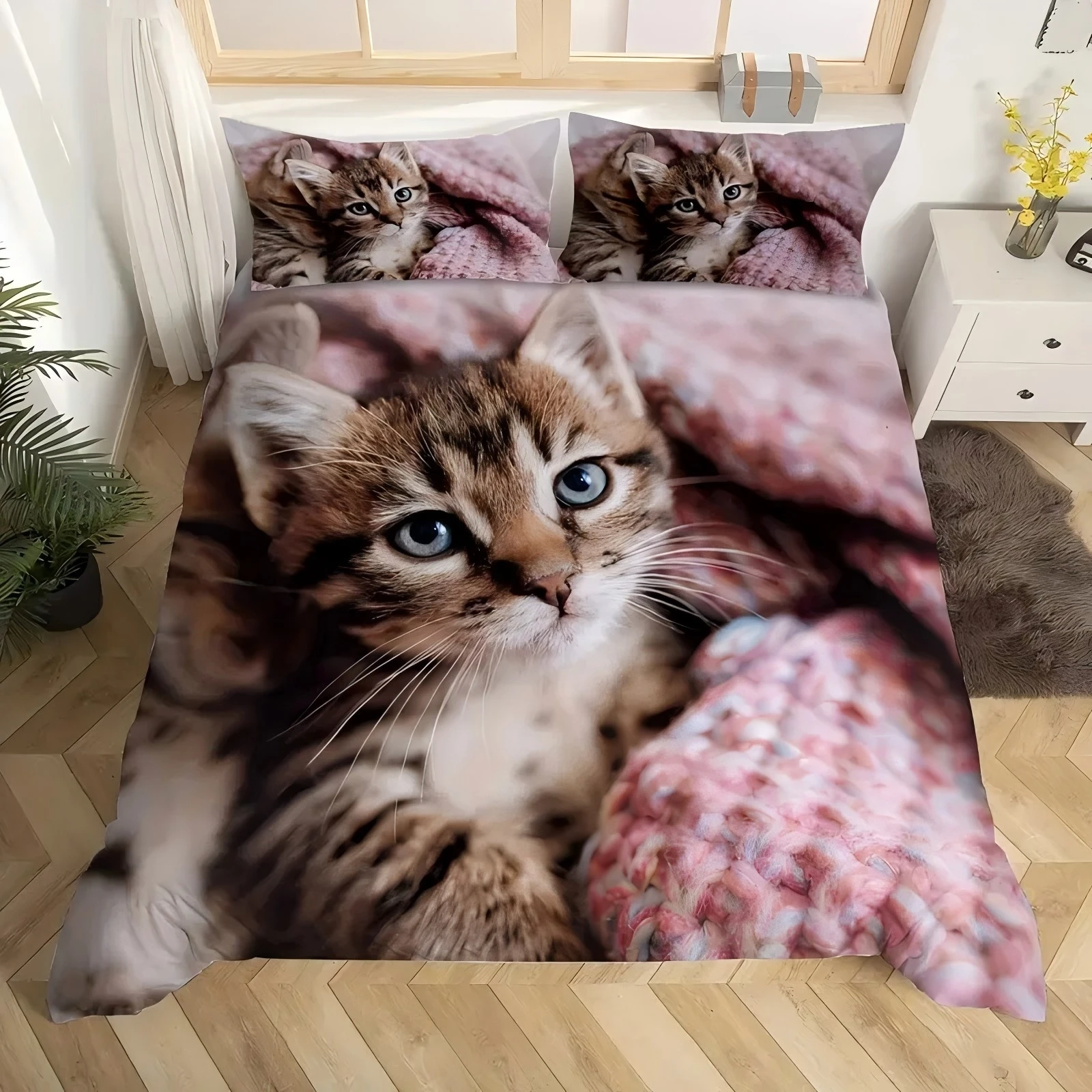 Cute cat 3D printed bedding cover Cartoon Animal Style Quilt cover set Soft Comfortable Luxury Polyester Duvet Cover Pillowcases
Cute cat 3D printed bedding cover Cartoon Animal Style Quilt cover set Soft Comfortable Luxury Polyester Duvet Cover Pillowcases
