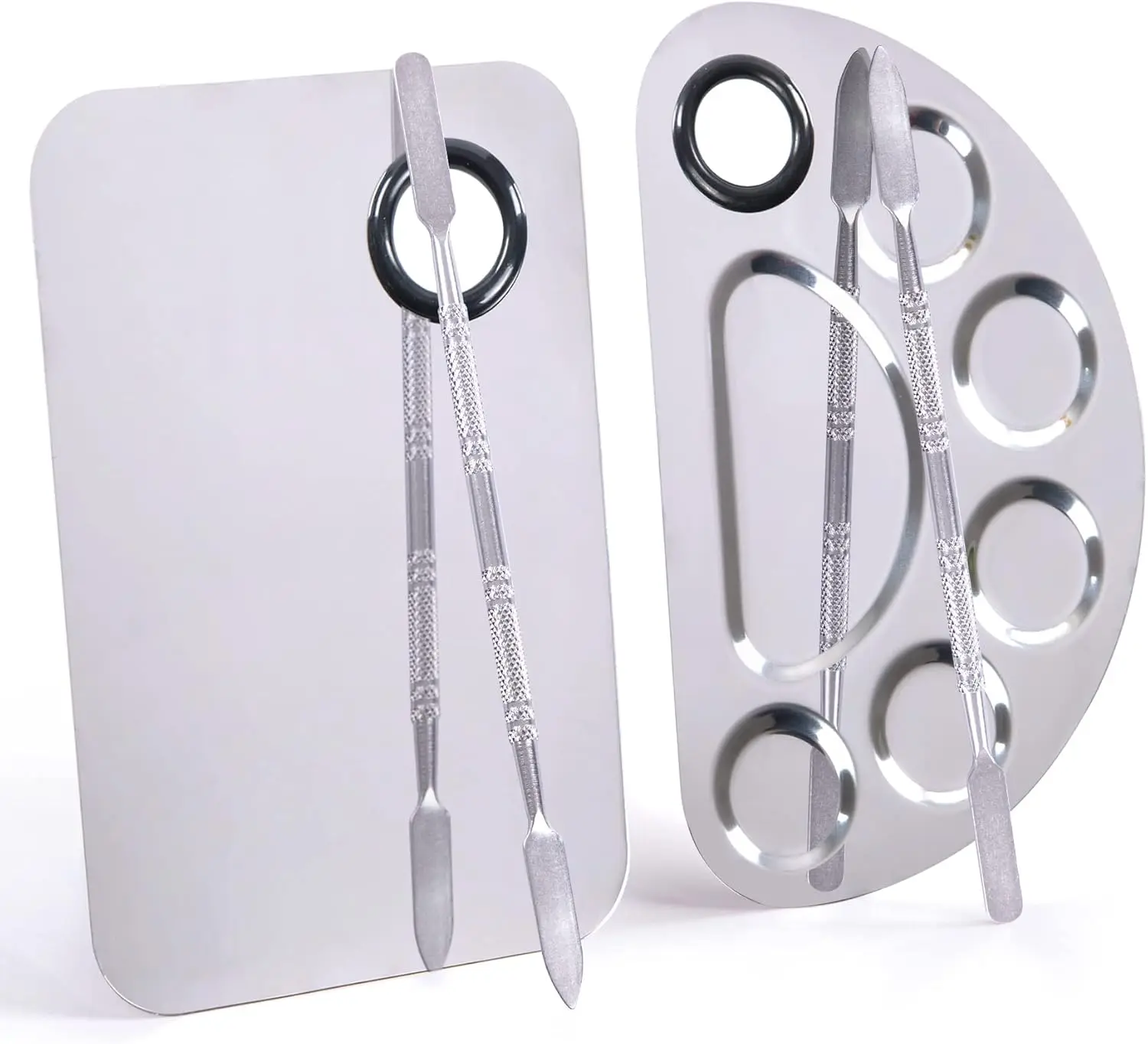 Stainless Steel Makeup Palette with Spatula for Mixing Foundation and Nail Art, 2pcs
Stainless Steel Makeup Palette with Spatula for Mixing Foundation and Nail Art, 2pcs