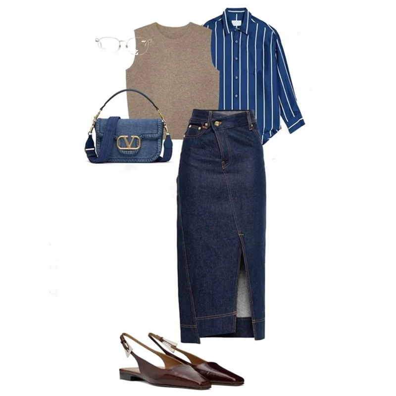 Синий базовый жилет irt плюс юбка с высоким разрезом, комплект из футболок, осенний повседневный женский ансамбль Faion, повседневные сценарии
Синий базовый жилет irt плюс юбка с высоким разрезом, комплект из футболок, осенний повседневный женский ансамбль Faion, повседневные сценарии