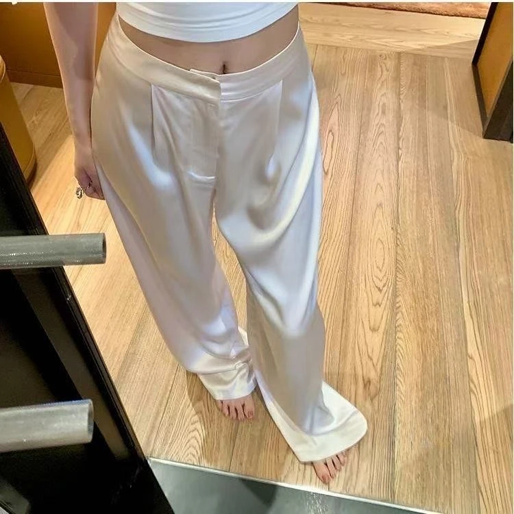 Satin Thin High-waisted Wide-leg Pants, French Bootcut Pants, Slimming Street Suit, Fashionable Wide-legged Loose Pants
Satin Thin High-waisted Wide-leg Pants, French Bootcut Pants, Slimming Street Suit, Fashionable Wide-legged Loose Pants