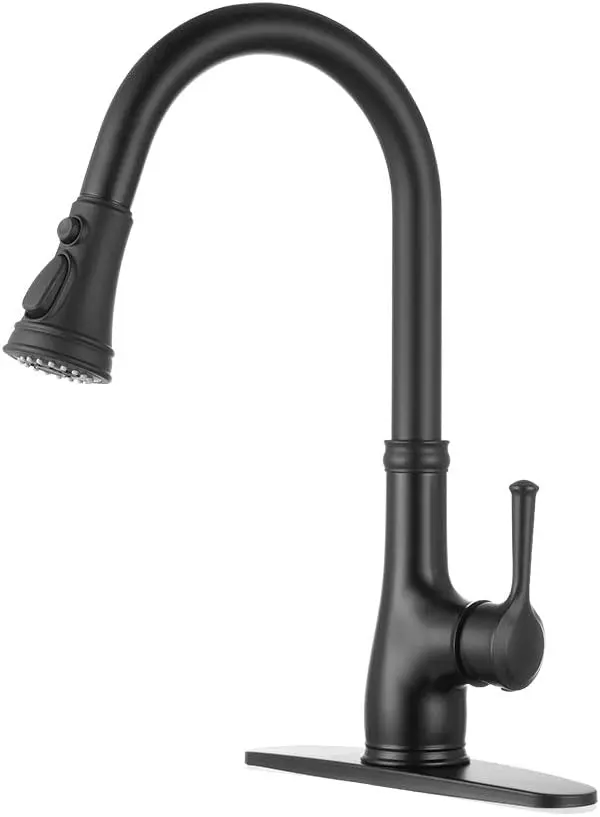 Black Kitchen Sink Faucet, Single Handle Pull Down Matte Black Kitchen Faucet with Sprayer
Black Kitchen Sink Faucet, Single Handle Pull Down Matte Black Kitchen Faucet with Sprayer