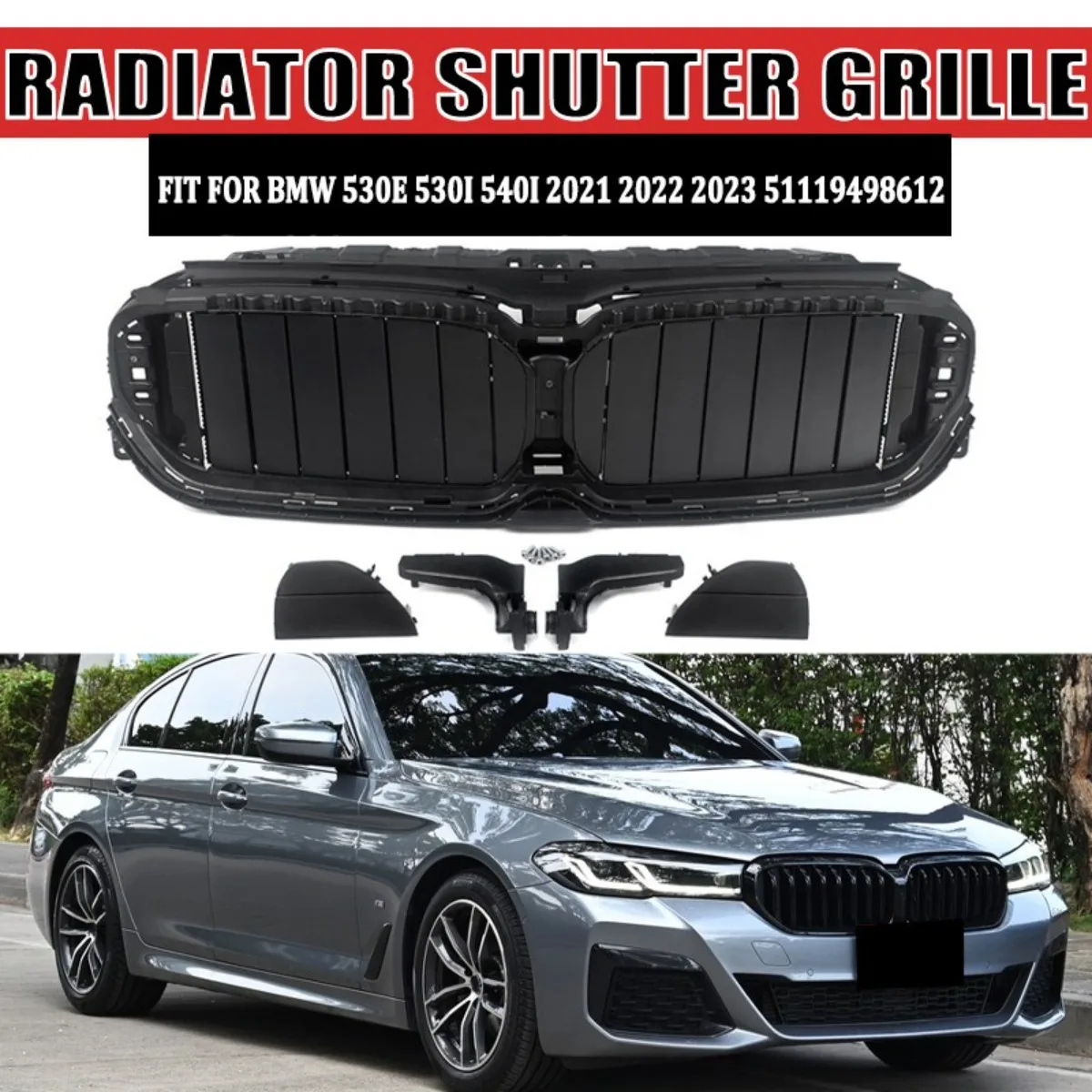 Black Car Front Bumper Hood Kidney Grille Grill Replacement For BMW 5 Series 530e 530i 540i 2021 2022 2023 51119498612
Black Car Front Bumper Hood Kidney Grille Grill Replacement For BMW 5 Series 530e 530i 540i 2021 2022 2023 51119498612