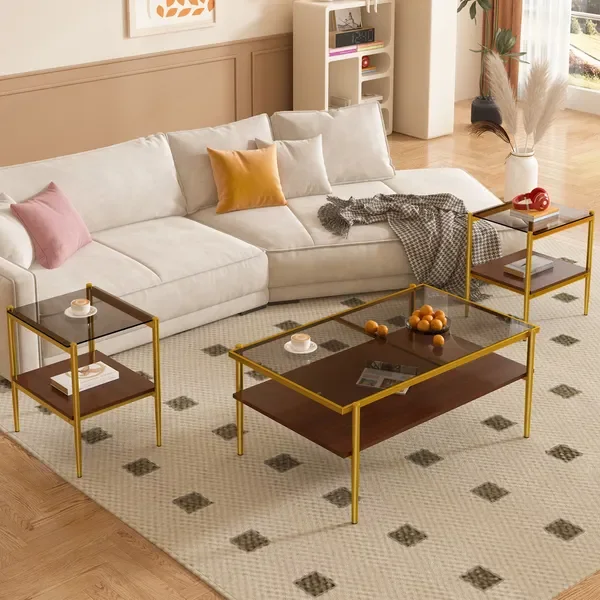 Coffee Table and End tables Set of 3, Tempered Glass Table with MDF layer, Modern Tables for Living Room , Gray Glass
Coffee Table and End tables Set of 3, Tempered Glass Table with MDF layer, Modern Tables for Living Room , Gray Glass