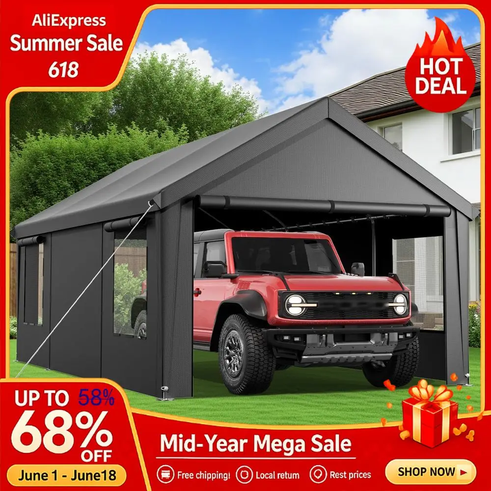Carport Canopy amp Portable Garage Car Shelter for SUV, Truck, Boat amp ATV with Removable Sidewalls amp RollUp Door, Custom
Carport Canopy amp Portable Garage Car Shelter for SUV, Truck, Boat amp ATV with Removable Sidewalls amp RollUp Door, Custom