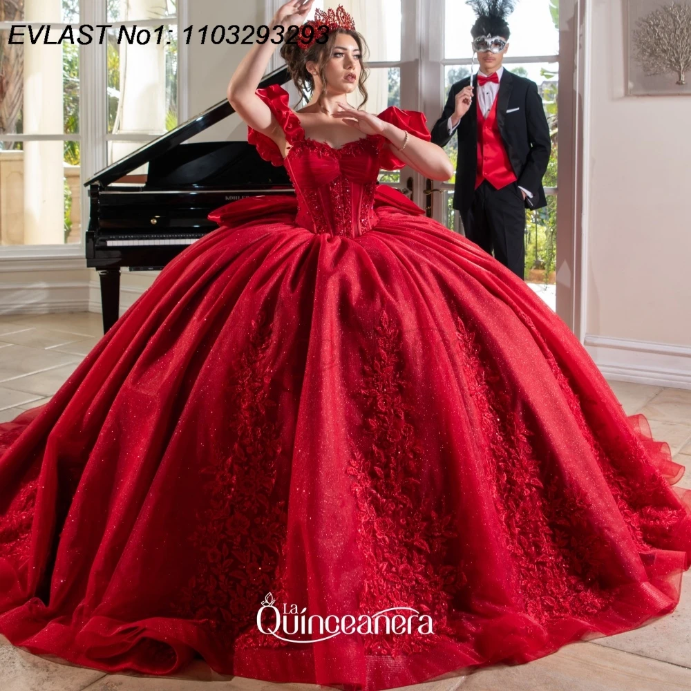 EVLAST Customized Romantic Red Quinceanera Dress Ball Gown Floral Applique Beading Corset Bow Sweet 16 Vestidos De 15 Anos AQ371
EVLAST Customized Romantic Red Quinceanera Dress Ball Gown Floral Applique Beading Corset Bow Sweet 16 Vestidos De 15 Anos AQ371
