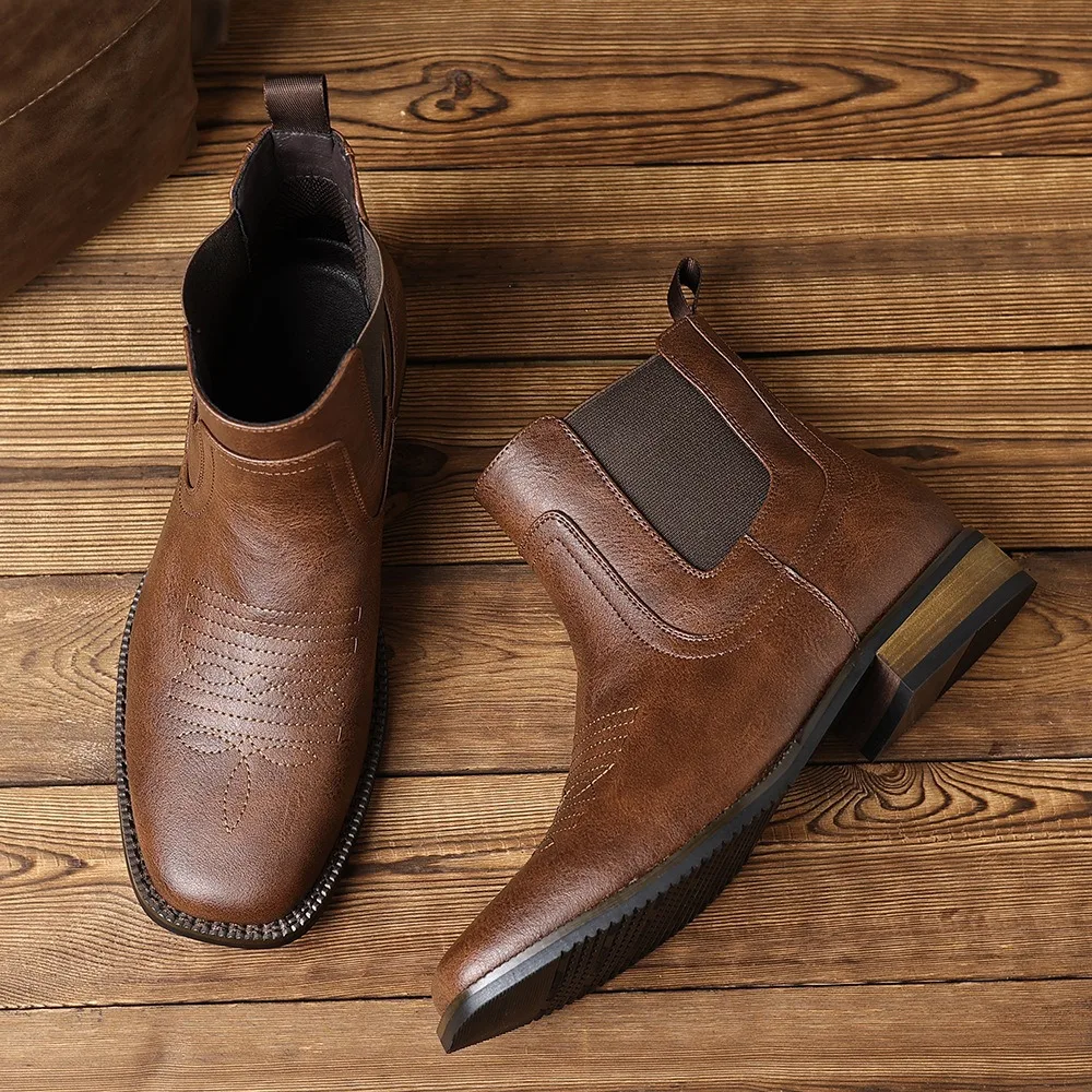 Embroidered Western Cowboy Boots Square Toe Men's Chelsea Boots Retro Ankle Boots for Men Comfortable Footwear Botas Masculinas
Embroidered Western Cowboy Boots Square Toe Men's Chelsea Boots Retro Ankle Boots for Men Comfortable Footwear Botas Masculinas