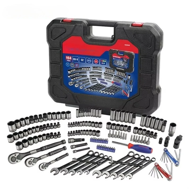 164 PC Mechanic Tool Box Set 1/4" 3/8" 1/2" Dr. CR-V Spanner Socket Set Auto Repair Hand Tool Kit
164 PC Mechanic Tool Box Set 1/4" 3/8" 1/2" Dr. CR-V Spanner Socket Set Auto Repair Hand Tool Kit