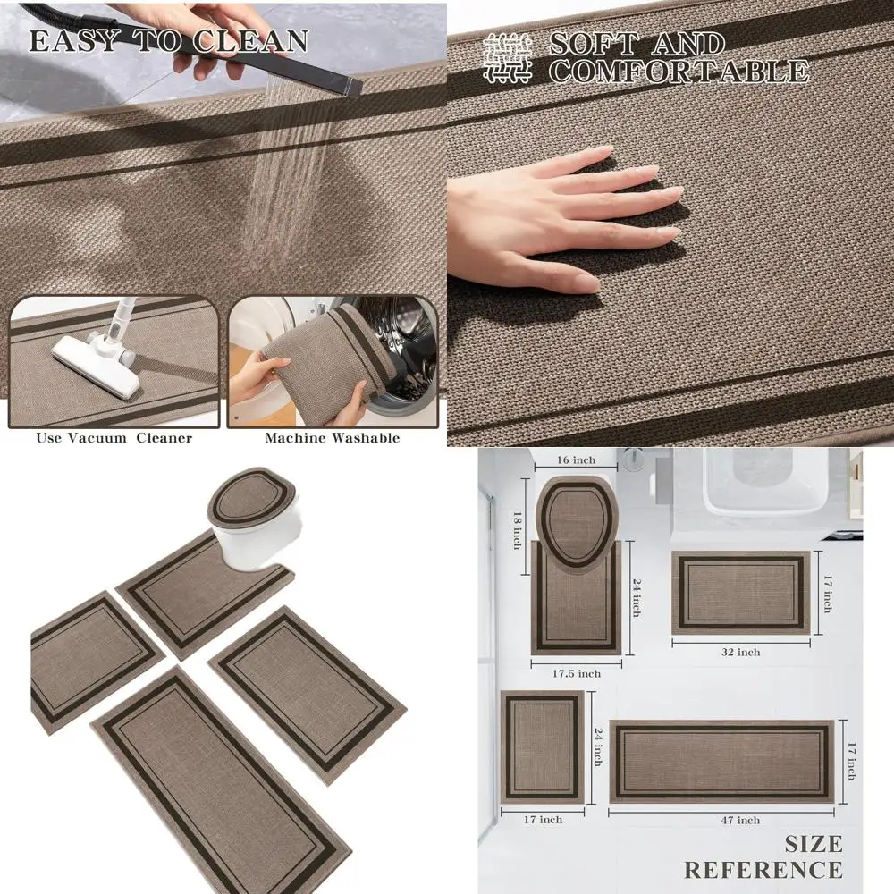5-Piece Ultra Thin Quick Dry Bath Rug Set, Absorbent Non-Slip, Machine Washable, Dark Beige, 17 x 24 Geometric Design
5-Piece Ultra Thin Quick Dry Bath Rug Set, Absorbent Non-Slip, Machine Washable, Dark Beige, 17 x 24 Geometric Design
