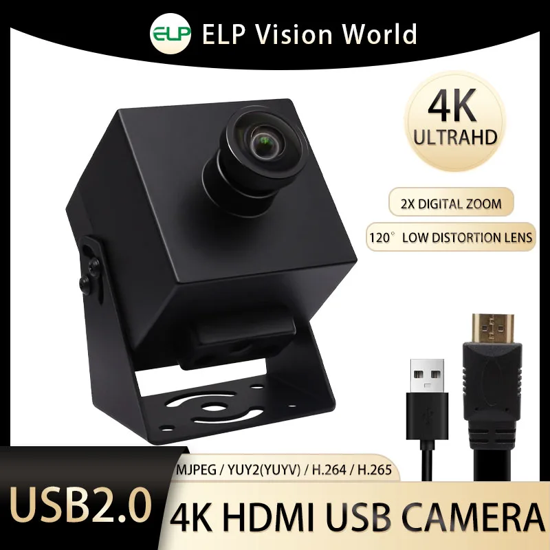 ELP 4K 30FPS H.265 Webcam Wide Angle HDMI USB Camera 2X Digital Zoom Mini Web Camera With 120 Degree No Distortion Lens
ELP 4K 30FPS H.265 Webcam Wide Angle HDMI USB Camera 2X Digital Zoom Mini Web Camera With 120 Degree No Distortion Lens