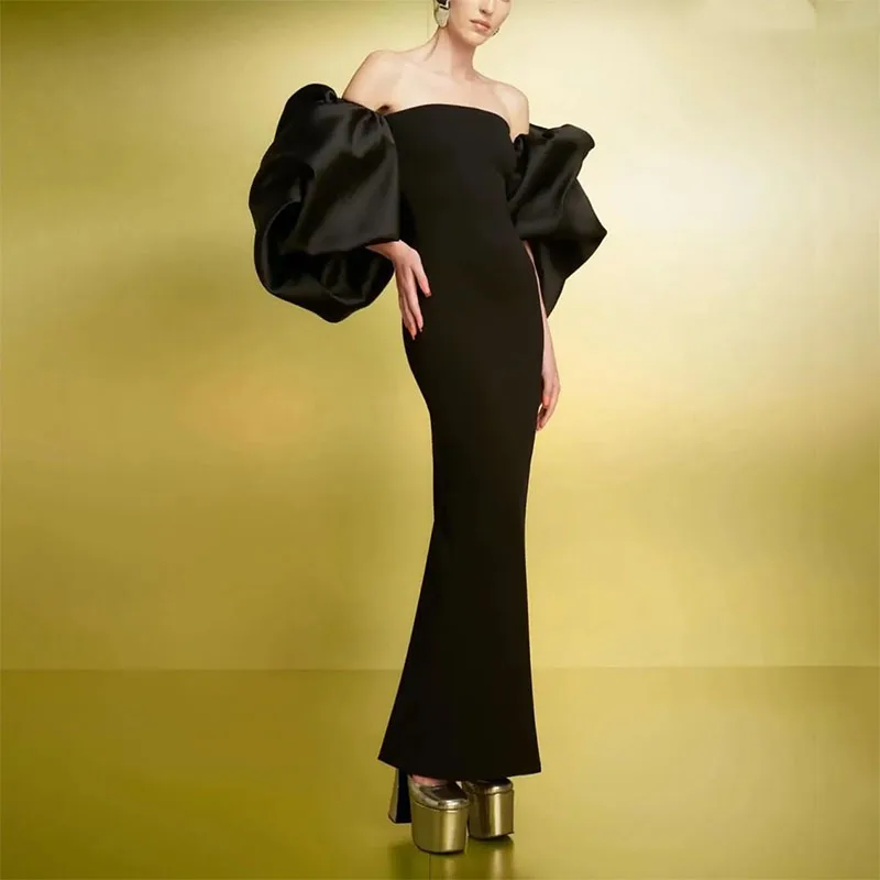 Elegant Black Evening Dresses With Slit Removable Sleeves Sheath Strapless Satin Pleated Ankle Length Prom Dress Party Dresses
Elegant Black Evening Dresses With Slit Removable Sleeves Sheath Strapless Satin Pleated Ankle Length Prom Dress Party Dresses