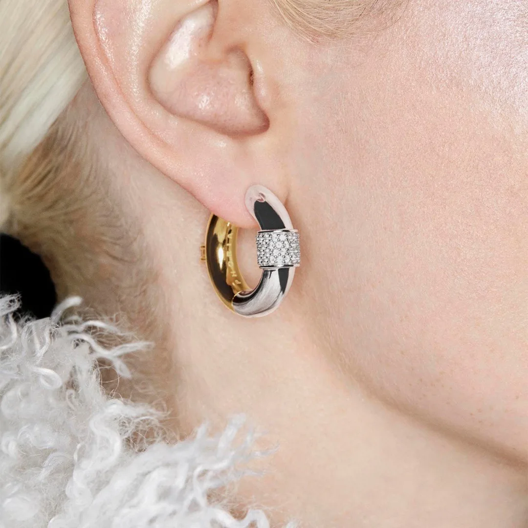Europe America Gold Silver Zircon Dual Color Earrings Women Charm Fashion Jewelry Trend
Europe America Gold Silver Zircon Dual Color Earrings Women Charm Fashion Jewelry Trend