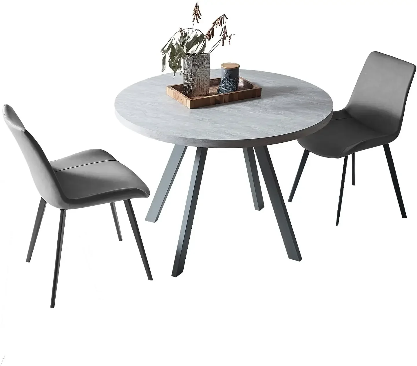 Mid Century Modern Small Round Dining Table Set, Saving Space (Table + 2 Grey Chairs)
Mid Century Modern Small Round Dining Table Set, Saving Space (Table + 2 Grey Chairs)