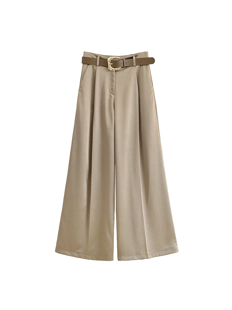 European and American style summer new women's fashion loose with belt satin texture wide leg casual trousers
European and American style summer new women's fashion loose with belt satin texture wide leg casual trousers