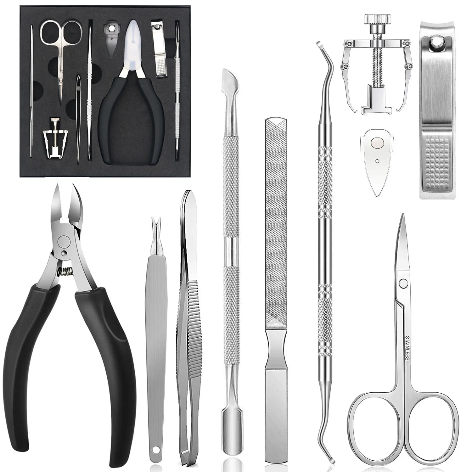 Высококачественный набор ножей для педикюра, профессиональные инструменты для ухода за ногами вросших ногтей, кусачки для ногтей из нержавеющей стали, набор для снятия машинки для стрижки
Высококачественный набор ножей для педикюра, профессиональные инструменты для ухода за ногами вросших ногтей, кусачки для ногтей из нержавеющей стали, набор для снятия машинки для стрижки
