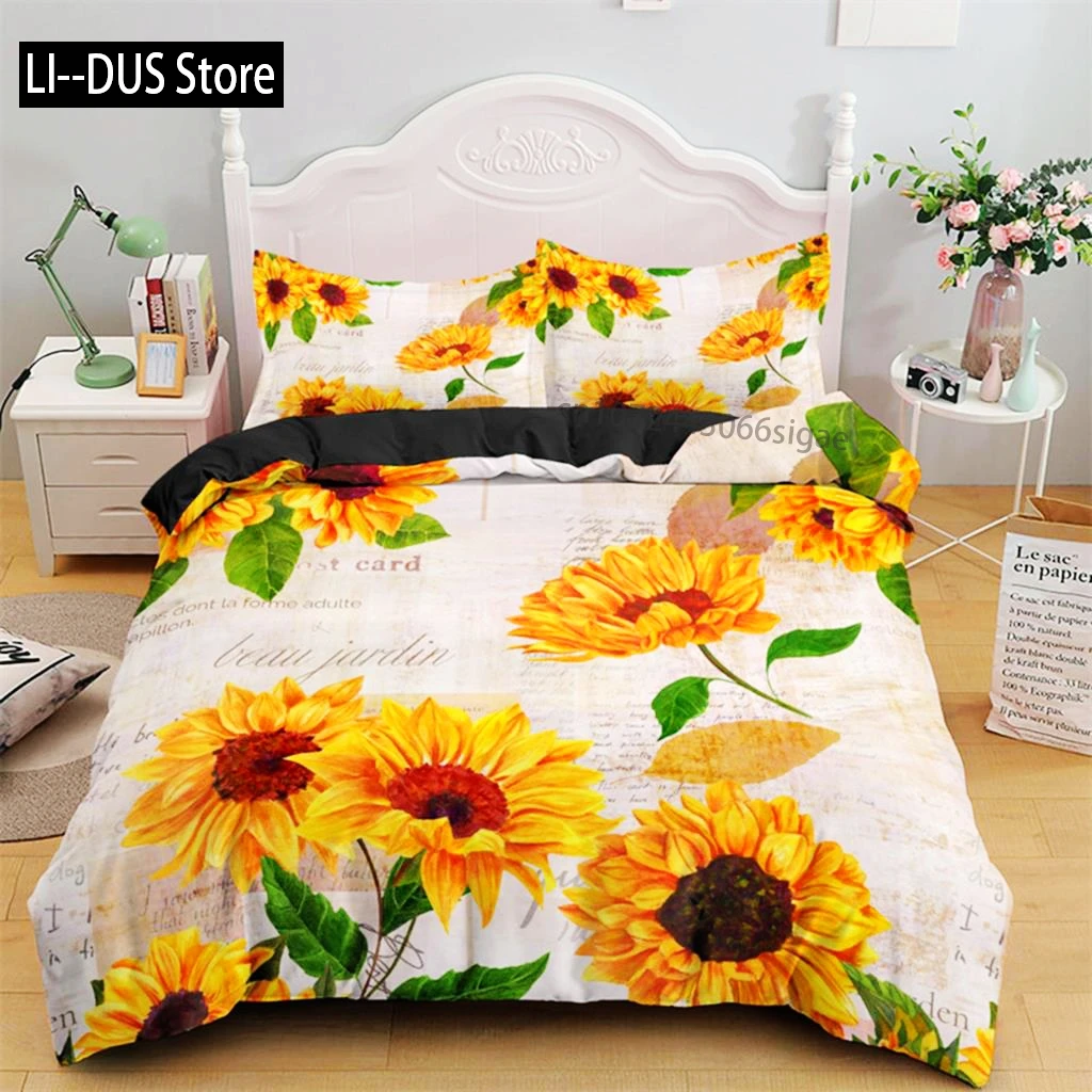 Duvet Cover Sunflower Yellow Flower Bedding Set Farmhouse Green Leaves Floral Quilt Cover For Women Girl Bedroom Decorations
Duvet Cover Sunflower Yellow Flower Bedding Set Farmhouse Green Leaves Floral Quilt Cover For Women Girl Bedroom Decorations