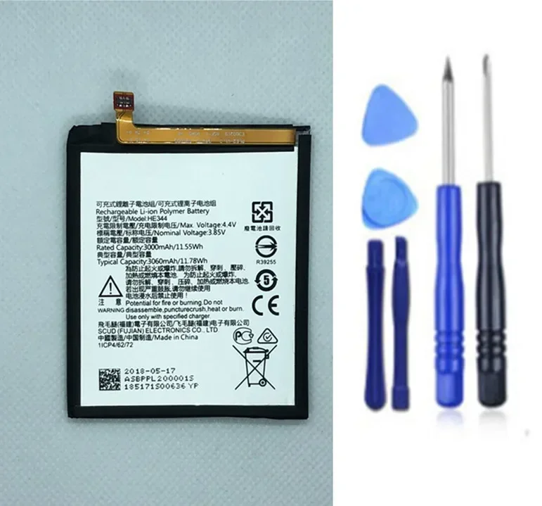 Original HE344 3000mAh Battery For Nokia Li-ion Polymer Replacement Batteries Bateria + Free Tools
Original HE344 3000mAh Battery For Nokia Li-ion Polymer Replacement Batteries Bateria + Free Tools
