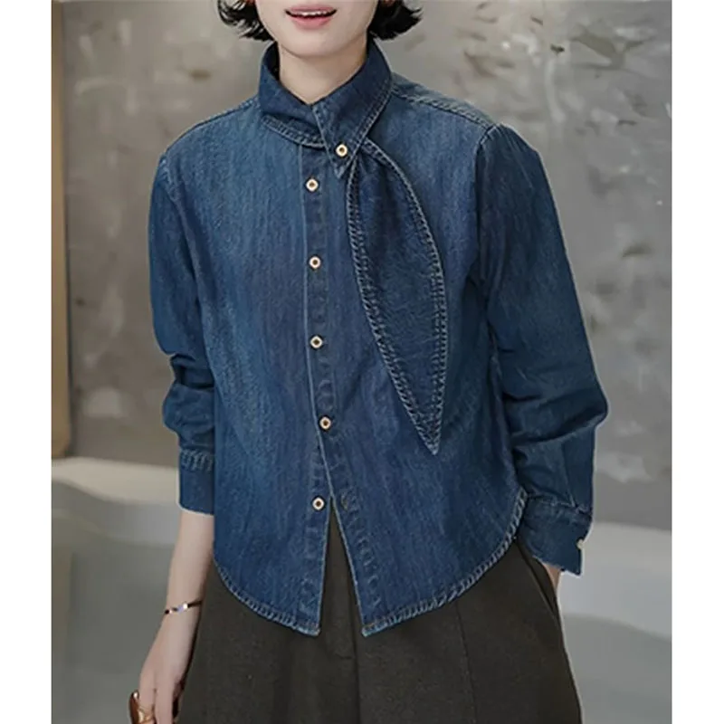 Корейская модная джинсовая рубашка женская 2026: Новинка весны и осени, высококачественная, универсальная, с длинным рукавом, в стиле кэжуал, для женщин
Корейская модная джинсовая рубашка женская 2026: Новинка весны и осени, высококачественная, универсальная, с длинным рукавом, в стиле кэжуал, для женщин